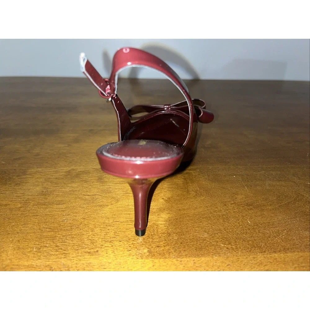 Marc Fisher Dark Red Allon Sling Back Kitten Heels Sz 6.5M W/Bow Coquette New